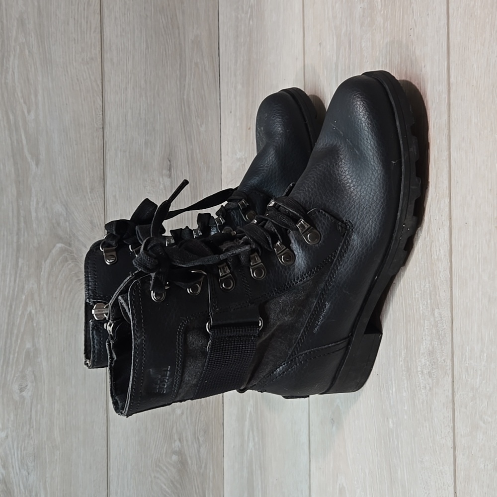 Sorel Big Girl Kids Ankle Moto Leather Combat Shoes boots sz 4